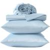 image:imageLaura Ashley  Twin Sheet Set 100 Soft amp Silky Smooth Satin Bed Sheets Deep Pockets Bedding with Matching Fitted Sheet amp Pillowcase Bliss BlueBliss Blue