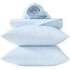 image:imageLaura Ashley  Twin XL Sheet Set 100 Cotton Percale Bed Sheets with Pillowcase Cooling and Breathable Crisp and Smooth Feel Deep Pocket Fitted Sheet Bedford Skinny Stripe Blue