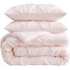 image:imageLaura Ashley  King Comforter Set 7 Piece Bedding Set with Comforter Shams and Bed Sheets Soft Microfiber Lightweight AllSeason Reversible Waffle Design Bella WhitePintuck Pink