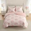 image:imageLaura Ashley  Queen Comforter Set Soft amp Reversible Cotton Bedding with a Lightweight Feel for Year Round Comfort 3 Piece Bed Set with Matching Pillowcases Ribbon Bouquet RedToile Delight Pink