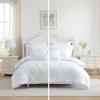 image:imageLaura Ashley  Twin Bonus Comforter Set Reversible Bedding with a Naturally Soft Feel 5 Piece Bed Set with Matching Pillowcases Euro Shams amp Decorative Pillows Pamelas PosiesPretty Stripe PinkAnnalise FloralDilly Dally Stripe Blue