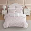 image:imageLaura Ashley  Twin Bonus Comforter Set Reversible Bedding with a Naturally Soft Feel 5 Piece Bed Set with Matching Pillowcases Euro Shams amp Decorative Pillows Pamelas PosiesPretty Stripe PinkPamelas PosiesPretty Stripe Pink