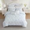 image:imageLaura Ashley  Twin Bonus Comforter Set Reversible Bedding with a Naturally Soft Feel 5 Piece Bed Set with Matching Pillowcases Euro Shams amp Decorative Pillows Pamelas PosiesPretty Stripe PinkAnnalise FloralDilly Dally Stripe Blue