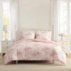 image:imageLaura Ashley  Queen Comforter Set Soft amp Reversible Cotton Bedding with a Lightweight Feel for Year Round Comfort 3 Piece Bed Set with Matching Pillowcases Ribbon Bouquet RedToile Delight Pink