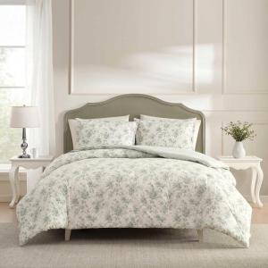 image:imageLaura Ashley  King Comforter Set Soft amp Reversible Cotton Bedding with a Lightweight Feel for Year Round Comfort 3 Piece Bed Set with Matching Pillowcases Walled Garden GreenWalled Garden Green