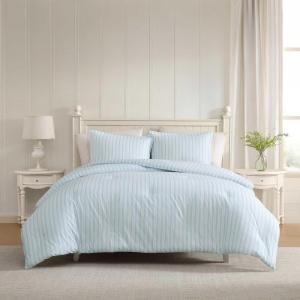 image:imageLaura Ashley  Twin Comforter Set Striped Cotton Bedding with a Naturally Soft Feel 2 Piece Bed Set with Matching Pillowcase Dilly Dally Stripe BlueDilly Dally Stripe Blue