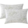 image:imageLaura Ashley  Standard Pillowcase Set Cotton Percale Pillowcases Crisp Breathable amp Cool to the Touch Pack of 2 Evie Coral PinkToile Delight Green