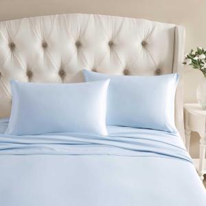 image:imageLaura Ashley  Satin Bliss Pillowcase Set Silky Satin Microfiber Pillow Covers with Self Hem Soft Solid Design Standard Size Pink Set of 2Blue