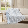 image:imageLaura Ashley  Plush Throw Blanket 50x70 Soft and Warm with a Lightweight Feel Reversible Floral Design with Stripe Reverse Bedford Pink PinkBedford Stripe Blue