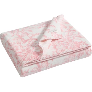 image:imageLaura Ashley  Plush Throw Blanket 50x70 Soft and Warm with a Lightweight Feel Reversible Floral Design with Stripe Reverse Bedford Pink PinkBedford Stripe Pink