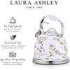 image:imageVQ Laura Ashley Wild Meadow 25L Stainless Steel Tea Kettle Stovetop Whistling Teapot for Induction Gas Hob or others Silicon Coated Cool Handle amp Push Button Mechanism Vintage Stove Top KettleElveden White 25L Stove Top Kettle