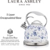 image:imageVQ Laura Ashley Wild Meadow 25L Stainless Steel Tea Kettle Stovetop Whistling Teapot for Induction Gas Hob or others Silicon Coated Cool Handle amp Push Button Mechanism Vintage Stove Top KettleChina Rose 25L Stove Top Kettle