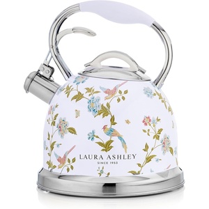 image:imageVQ Laura Ashley Wild Meadow 25L Stainless Steel Tea Kettle Stovetop Whistling Teapot for Induction Gas Hob or others Silicon Coated Cool Handle amp Push Button Mechanism Vintage Stove Top KettleElveden White 25L Stove Top Kettle