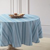 image:imageLaura Ashley Decorative Tablecloth Wrinkle and Stain Resistant Spillproof Water Repellent Easy Care Washable Polyester Fabric for Dining Kitchen Holiday and Party 60 x 84 Summer Palace SageBlue Stripe