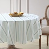 image:imageLaura Ashley Decorative Tablecloth Wrinkle and Stain Resistant Spillproof Water Repellent Easy Care Washable Polyester Fabric for Dining Kitchen Holiday and Party 60 x 84 Summer Palace SageTeal Stripe