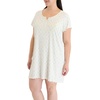 image:imageLaura Ashley Womens Nightgown Ribbed Knit Short Sleeve Henley SleepshirtWhite Lattice
