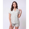 image:imageLaura Ashley Womens Pajamas 2 Piece Cotton Blend Button Down Short Sleeve Top and Shorts SetJade Damask