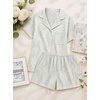 image:imageLaura Ashley Womens Pajamas 2 Piece Cotton Blend Button Down Short Sleeve Top and Shorts SetJade Damask