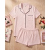 image:imageLaura Ashley Womens Pajamas 2 Piece Cotton Blend Button Down Short Sleeve Top and Shorts SetPink Navy Dot