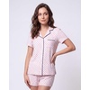 image:imageLaura Ashley Womens Pajamas 2 Piece Cotton Blend Button Down Short Sleeve Top and Shorts SetPink Navy Dot