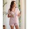 image:imageLaura Ashley Womens Pajamas 2 Piece Cotton Blend Button Down Short Sleeve Top and Shorts SetTossed Rose
