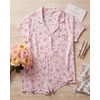 image:imageLaura Ashley Womens Pajamas 2 Piece Cotton Blend Button Down Short Sleeve Top and Shorts SetTossed Rose