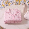 image:imageLaura Ashley Womens Pajamas 2 Piece Cotton Blend Notch Collar Button Down PJ SetPink Strawberry