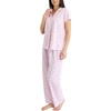 image:imageLaura Ashley Womens Pajamas 2 Piece Cotton Blend Notch Collar Button Down PJ SetPink Strawberry