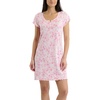 image:imageLaura Ashley Womens Nightgown Ribbed Knit Short Sleeve Henley SleepshirtPink Bows