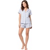 image:imageLaura Ashley Womens Pajamas 2 Piece Cotton Blend Button Down Short Sleeve Top and Shorts SetBlue Floral