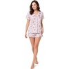 image:imageLaura Ashley Womens Pajamas 2 Piece Cotton Blend Button Down Short Sleeve Top and Shorts SetTossed Rose