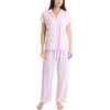 image:imageLaura Ashley Womens Pajamas 2 Piece Cotton Blend Notch Collar Button Down PJ SetPink Strawberry