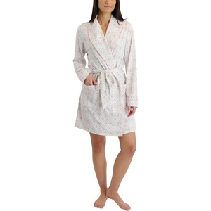 image:imageLaura Ashley Womens Robe Buttery Soft Brushed Knit Knee Length Bathrobe with PocketsFloral Trellis