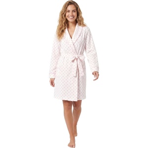 image:imageLaura Ashley Womens Robe Buttery Soft Brushed Knit Knee Length Bathrobe with PocketsPink Dot
