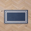 image:imageLaura Ashley All Loop Tufted 3x5 Washable SkidResistant Accent Rug  Ivory MarwoodDebbie Double Border Twotone Dusty NavyIvory