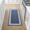 image:imageLaura Ashley All Loop Tufted 3x5 Washable SkidResistant Accent Rug  Ivory MarwoodDebbie Double Border Twotone Dusty NavyIvory