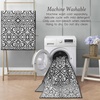 image:imageLaura Ashley All Loop Tufted 3x5 Washable SkidResistant Accent Rug  Ivory MarwoodFeya Twotone Dark GreyIvory