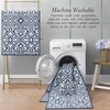 image:imageLaura Ashley All Loop Tufted 3x5 Washable SkidResistant Accent Rug  Ivory MarwoodFeya Twotone Dusty NavyIvory