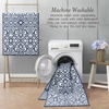 image:imageLaura Ashley All Loop Tufted 3x5 Washable SkidResistant Accent Rug  Ivory MarwoodFeya Twotone Dusty NavyIvory