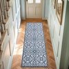 image:imageLaura Ashley All Loop Tufted 3x5 Washable SkidResistant Accent Rug  Ivory MarwoodFeya Twotone Dusty NavyIvory