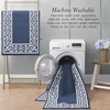 image:imageLaura Ashley All Loop Tufted 3x5 Washable SkidResistant Accent Rug  Ivory MarwoodLorreta Twotone Dusty NavyIvory