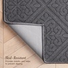 image:imageLaura Ashley HiLow Tufted 26 x 60 Washable SkidResistant Runner Rug  Dusty Navy Feya SolidAustell Solid Dark Grey