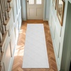 image:imageLaura Ashley HiLow Tufted 26 x 60 Washable SkidResistant Runner Rug  Dusty Navy Feya SolidAustell Solid Ivory