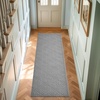 image:imageLaura Ashley HiLow Tufted 26 x 60 Washable SkidResistant Runner Rug  Dusty Navy Feya SolidAustell Solid Light Grey
