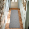 image:imageLaura Ashley HiLow Tufted 26 x 60 Washable SkidResistant Runner Rug  Dusty Navy Feya SolidAustell Solid Light Grey
