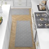image:imageLaura Ashley HiLow Tufted 26 x 60 Washable SkidResistant Runner Rug  Dusty Navy Feya SolidAustell Solid Light Grey