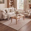 image:imageLaura Ashley HiLow Tufted 26 x 60 Washable SkidResistant Runner Rug  Dusty Navy Feya SolidRosemoor Beige