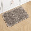 image:imageLaura Ashley Washable Scalloped 26 x 45 Sage Leaf Vines Design Skid Resistant Accent Rug  Durable Cotton Blend Indoor RugAustell Charcoal