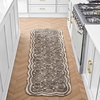 image:imageLaura Ashley Washable Scalloped 26 x 45 Sage Leaf Vines Design Skid Resistant Accent Rug  Durable Cotton Blend Indoor RugAustell Charcoal