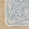 image:imageLaura Ashley Washable Scalloped 26 x 45 Sage Leaf Vines Design Skid Resistant Accent Rug  Durable Cotton Blend Indoor RugFreya Mineral Blue